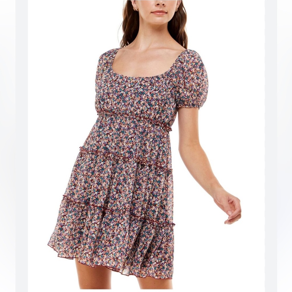 TRIXXI SCOOP NECK MINI TIERED DRESS